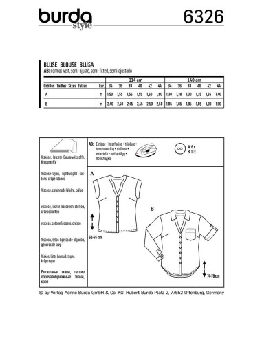 Patrón de blusa - Burda 6326