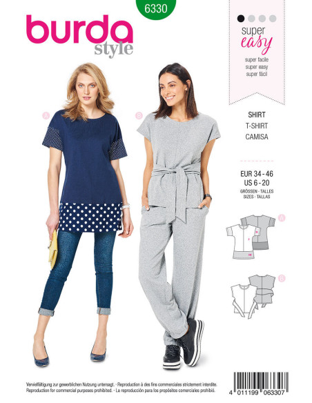 Patrón de camiseta - Burda 6330