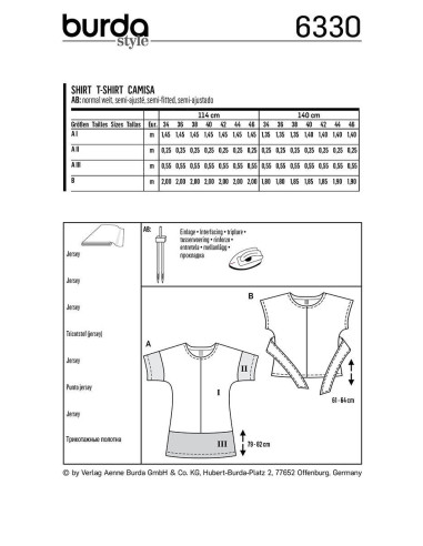 Patrón de camiseta - Burda 6330