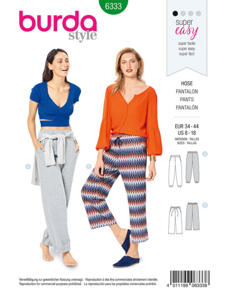 Patrón de pantalón - Burda 6333