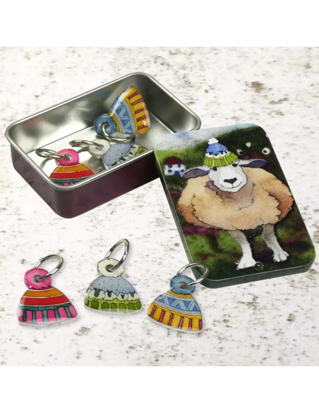 Juego de 6 anillos marcadores de malla - Oveja y gorro