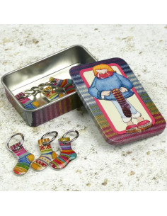 Juego de 6 anillos marcadores de puntos - Tejedora y calcetín