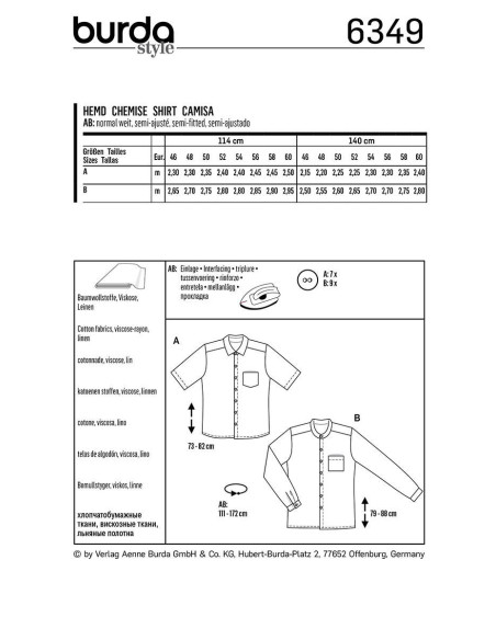 Patrón de camisa - Burda 6349