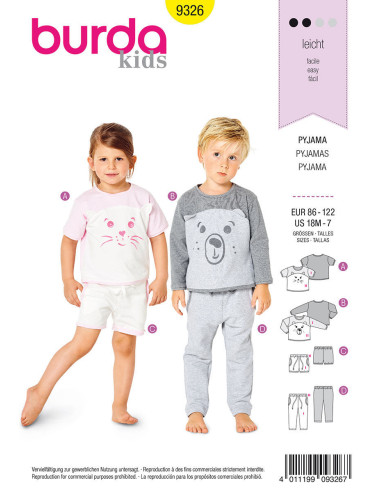 Patrón de pijamas - Burda 9326
