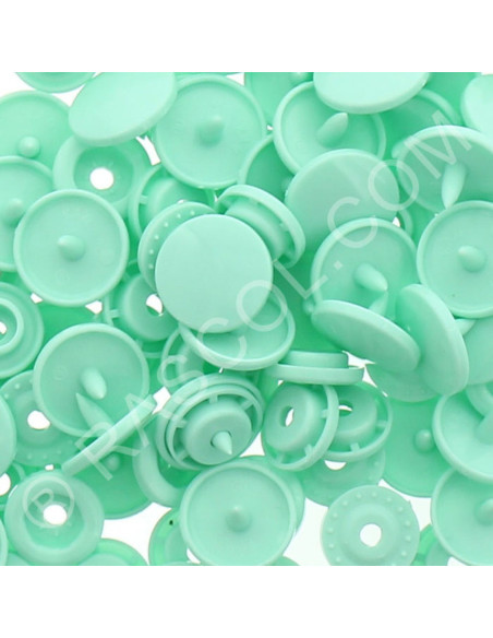 Bolsa de 25 broches de resina KAM redondas - Verde menta