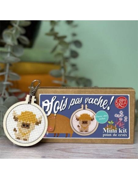 Mini kit de bordado en punto de cruz - ¡No seas vaca!