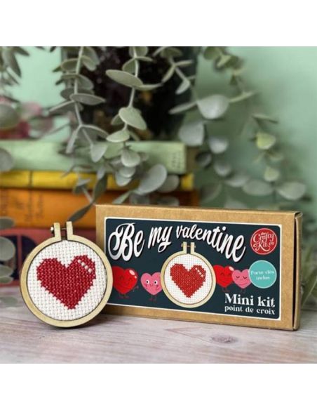 Mini kit de bordado en punto de cruz - Sé mi San Valentín