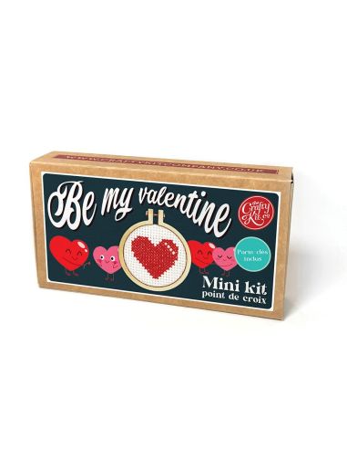 Mini kit de bordado en punto de cruz - Sé mi San Valentín