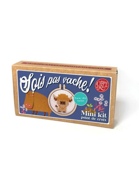 Mini kit de bordado en punto de cruz - ¡No seas vaca!