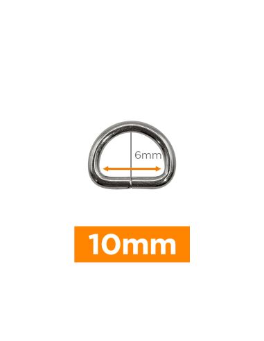 Anillo en D premium - Plata 10 mm