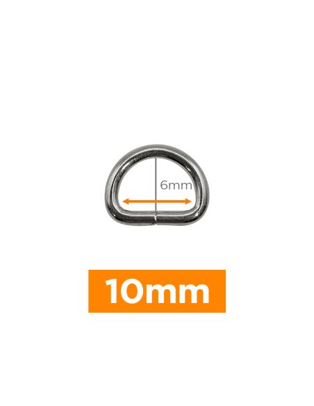 Anillo en D premium - Plata 10 mm