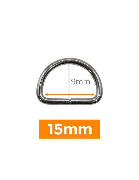 Anillo en D premium - Plata 15 mm