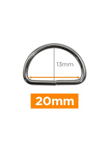 Anillo en D premium - Plata 20 mm