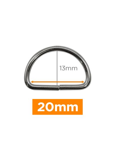 Anillo en D premium - Plata 20 mm