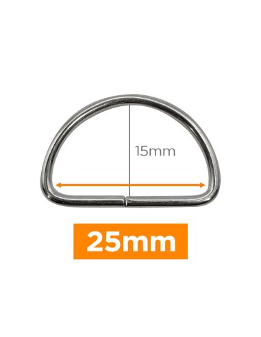 Anillo en D premium - Plata 25 mm