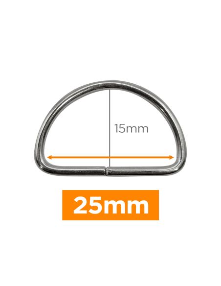 Anillo en D premium - Plata 25 mm