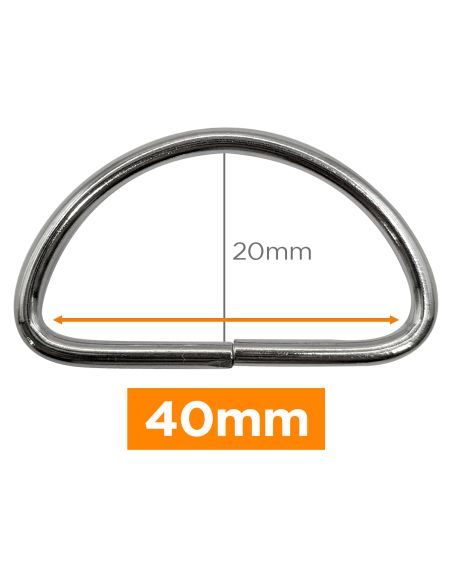 Anillo en D premium - Plata 40 mm