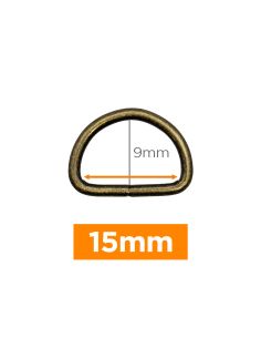 Anillo en D premium - Bronce 15 mm