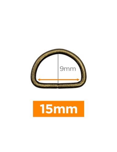 Anillo en D premium - Bronce 15 mm