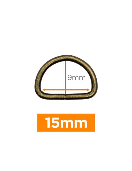 Anillo en D premium - Bronce 15 mm