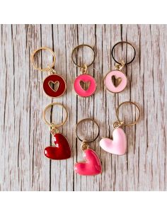 Juego de 6 anillos marcadores de puntos - Corazones grandes