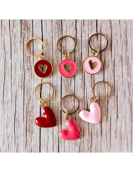 Juego de 6 anillos marcadores de puntos - Corazones grandes