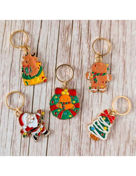 Juego de 5 anillos marcadores de puntos - Surtido de Navidad