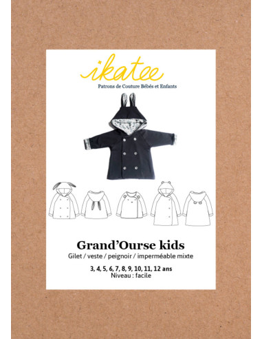 Patrón de chaleco, chaqueta, bata y impermeable Grand Ourse - Ikatee