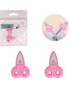 Tapones para agujas de tejer - Tijeras rosas