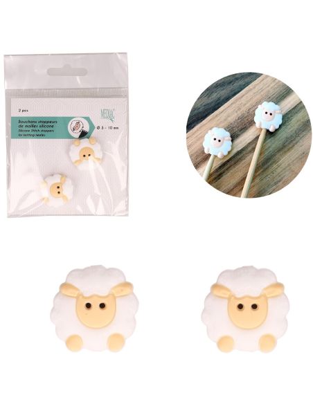 Tapones para agujas de tejer - Oveja blanca