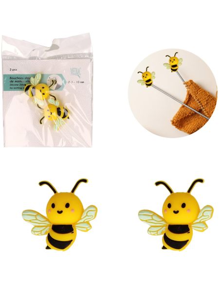 Tapones de malla para agujas de tejer - Abeja