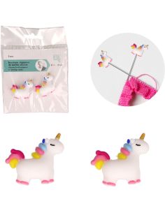 Tapones de malla para agujas de tejer - Unicornio