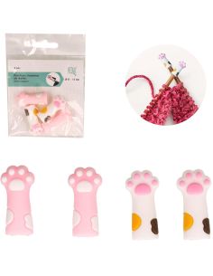 Tapones de malla para agujas de tejer - Patas de gatos