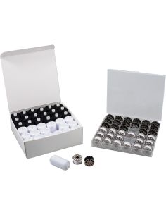 Kit de hilos para coser y bobinas de metal planas - 72 piezas - negro y blanco 2