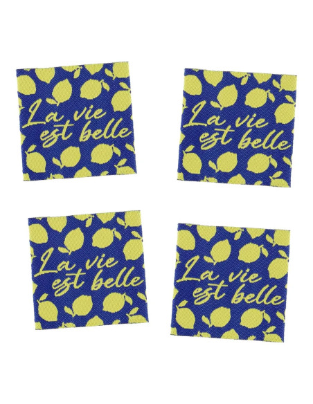 Juego de 4 etiquetas para coser - La vida es bella