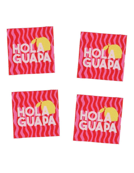 Lote de 4 etiquetas para coser - Hola guapa