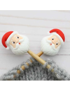 Tapones de malla para agujas de tejer - Papá Noel