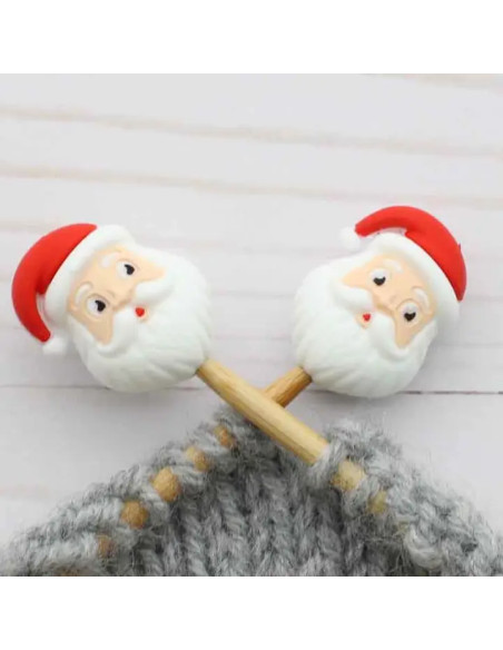 Tapones de malla para agujas de tejer - Papá Noel