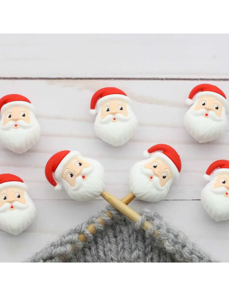 Bouchons stoppeurs de mailles pour aiguilles à tricoter - Père noël