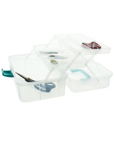 Caja de costura transparente de 3 niveles