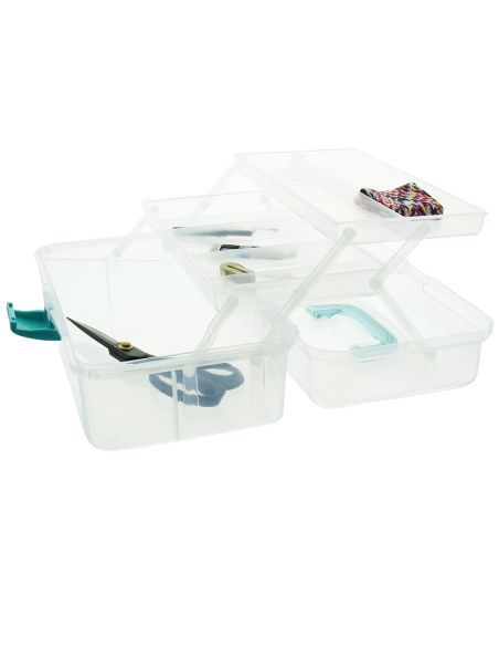 Caja de costura transparente de 3 niveles