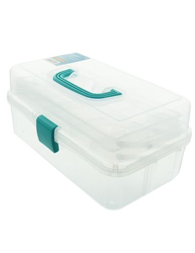 Caja de costura transparente de 3 niveles