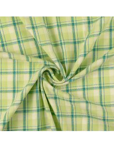 Tela de franela tartán escocés - Verde con rayas menta