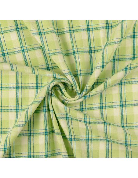 Tela de franela tartán escocés - Verde con rayas menta