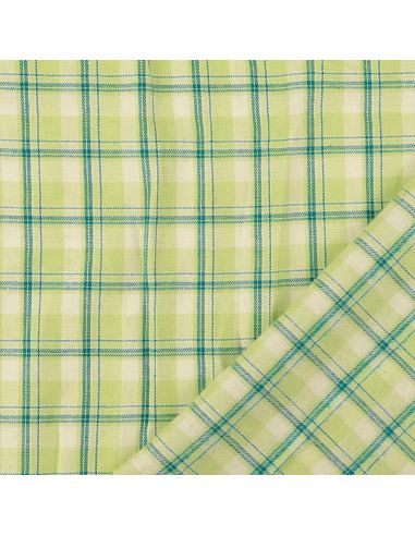 Tela de franela tartán escocés - Verde con rayas menta
