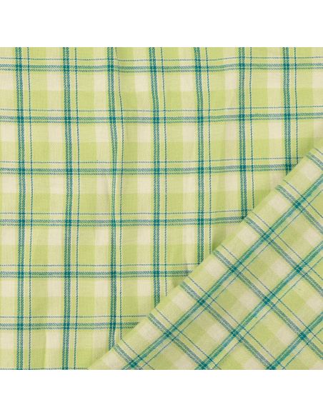Tela de franela tartán escocés - Verde con rayas menta
