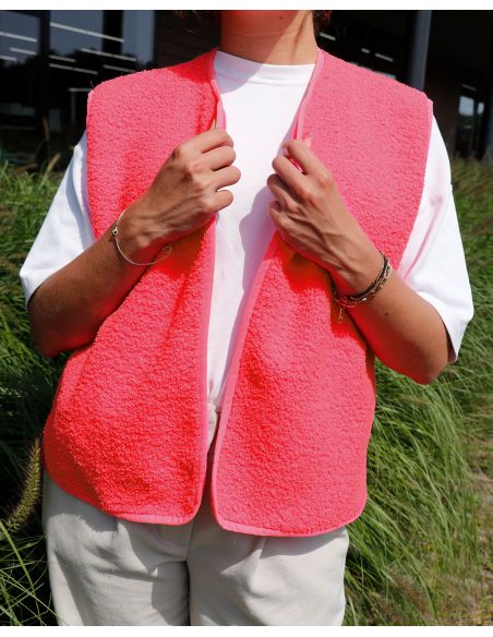 Tejido polar Teddy de doble cara - Rosa fluorescente