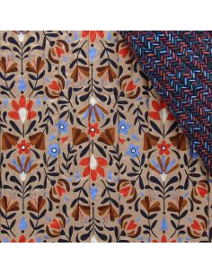 Tejido de algodón acolchado Lafleur - Beige y azul