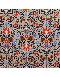 Tejido de algodón acolchado Lafleur - Beige y azul 2