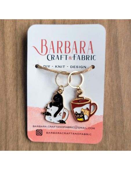 Juego de 2 anillos marcadores de puntos - Gato y taza